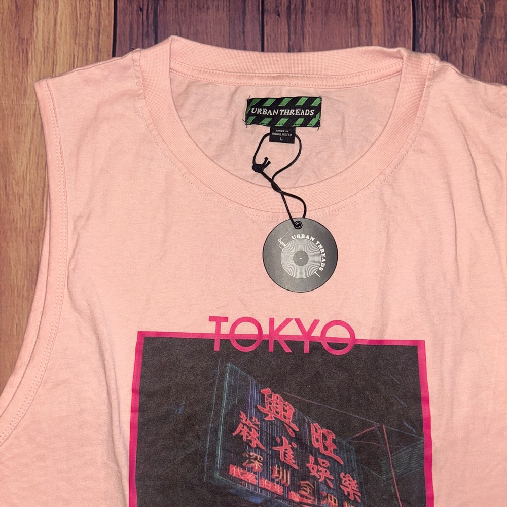 Urban Threads Pink Tokyo Graphic Tank Top - Picture 2 of 8